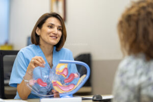 Dr. Shefketova consulting with a patient”